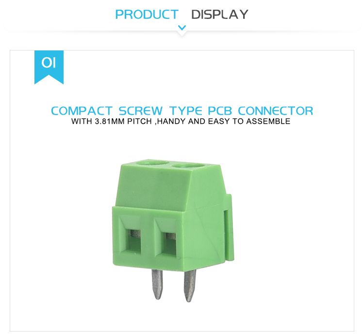 Green Color PCB Screw Terminal Connectors 3.81 mm Pitch