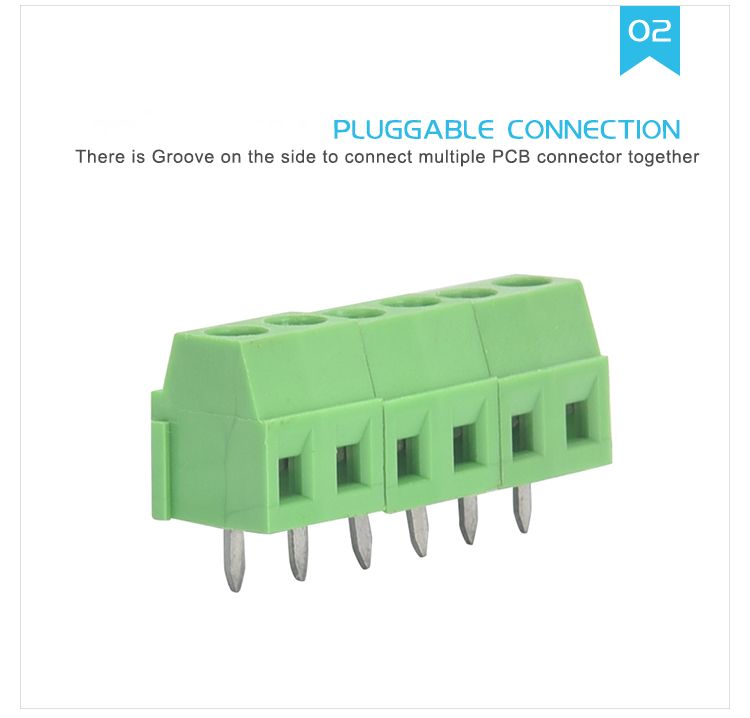 Green Color PCB Screw Terminal Connectors 3.81 mm Pitch