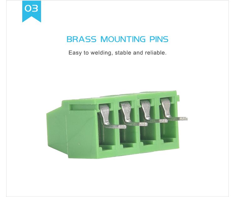 Green Color PCB Screw Terminal Connectors 3.81 mm Pitch