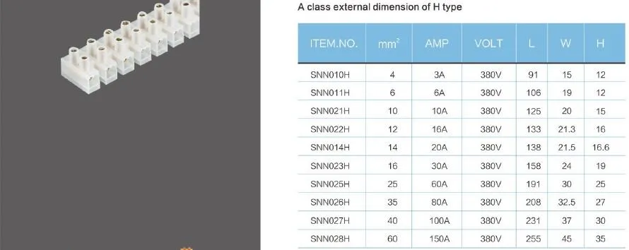 H Type 20A 380V 12nos/PCS PA PE Plastic Terminal Block