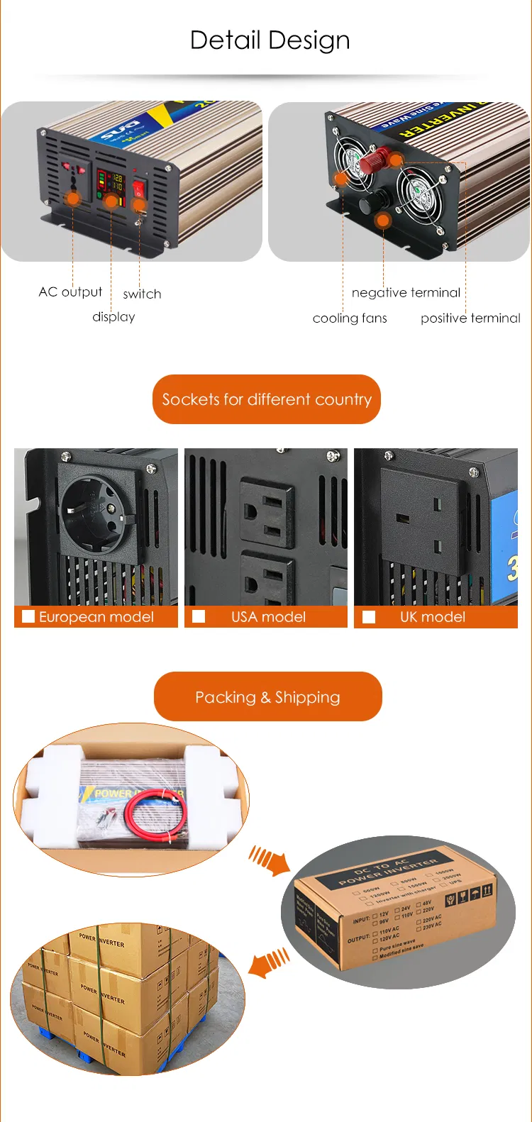 High Quality Input Voltage Customization 1000W Inverter with PSE Certificate Socket 12VDC 100VAC