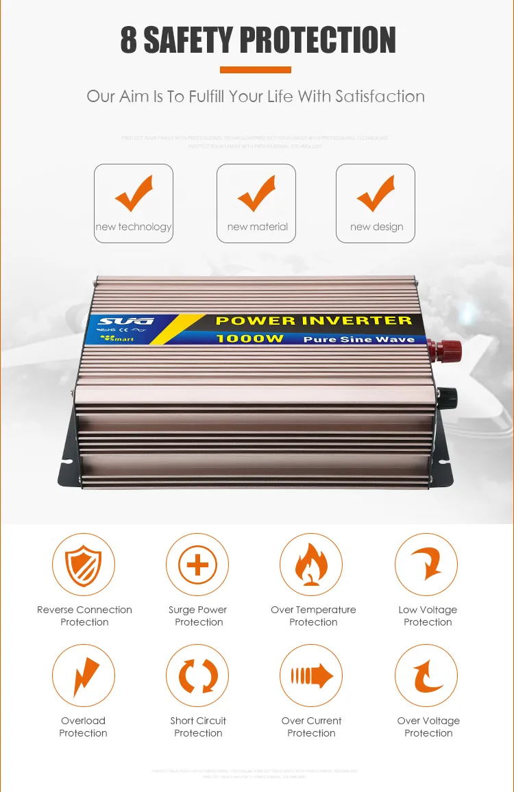 High Quality Input Voltage Customization 1000W Inverter with PSE Certificate Socket 12VDC 100VAC