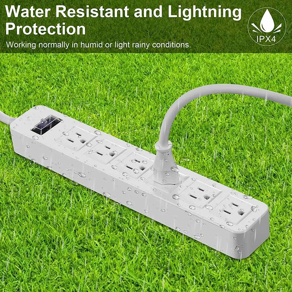 High Quality Waterproof Power Strip Garden Safety Socket 6 Outlets