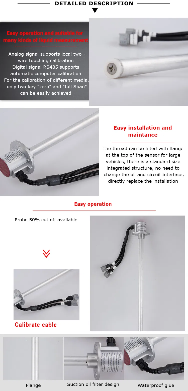 Holykell Capacitive Cuttable Fuel Tank Level Sensor 0-1m