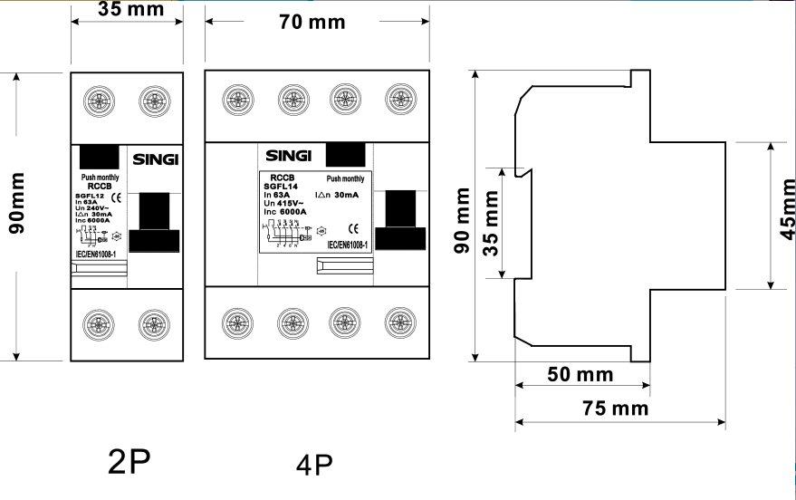 Hot Sale Good Quality Heat Resistant Office Building 2p 230/400V RCCB