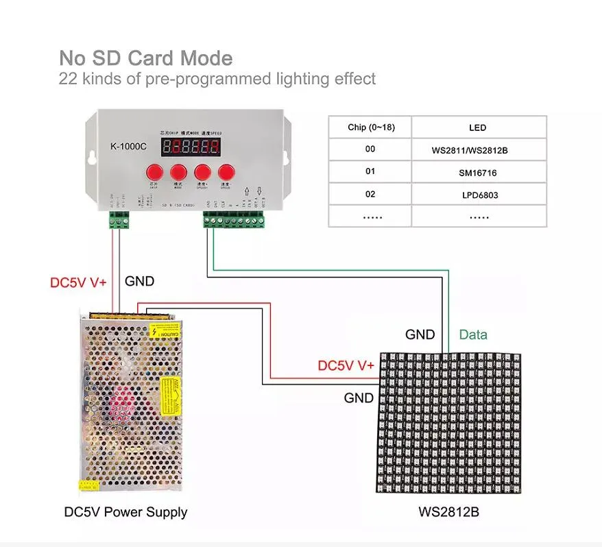 Hot Sale K-1000c (T-1000S updated) RGB Controller for Ws2812b Ws2813 Ws2811 Ws2801 LED Strip 2048 Pixels with Factory Price