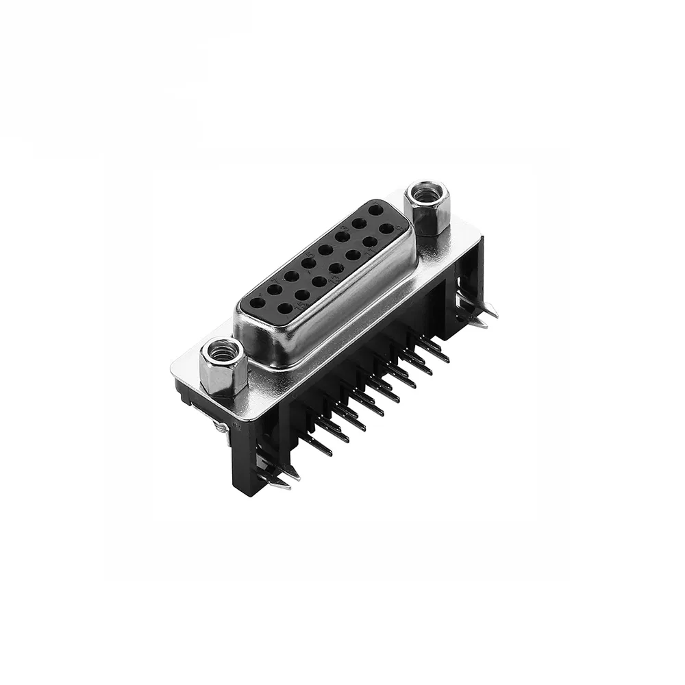 Hot Sell Right Angle Tht PCB Mount 2 Row 15position VGA dB15 Dsub Female Connector with Screw Nut