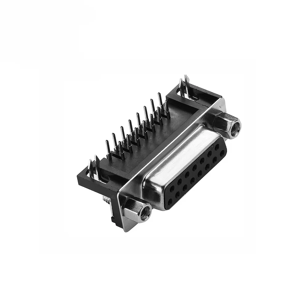Hot Sell Right Angle Tht PCB Mount 2 Row 15position VGA dB15 Dsub Female Connector with Screw Nut