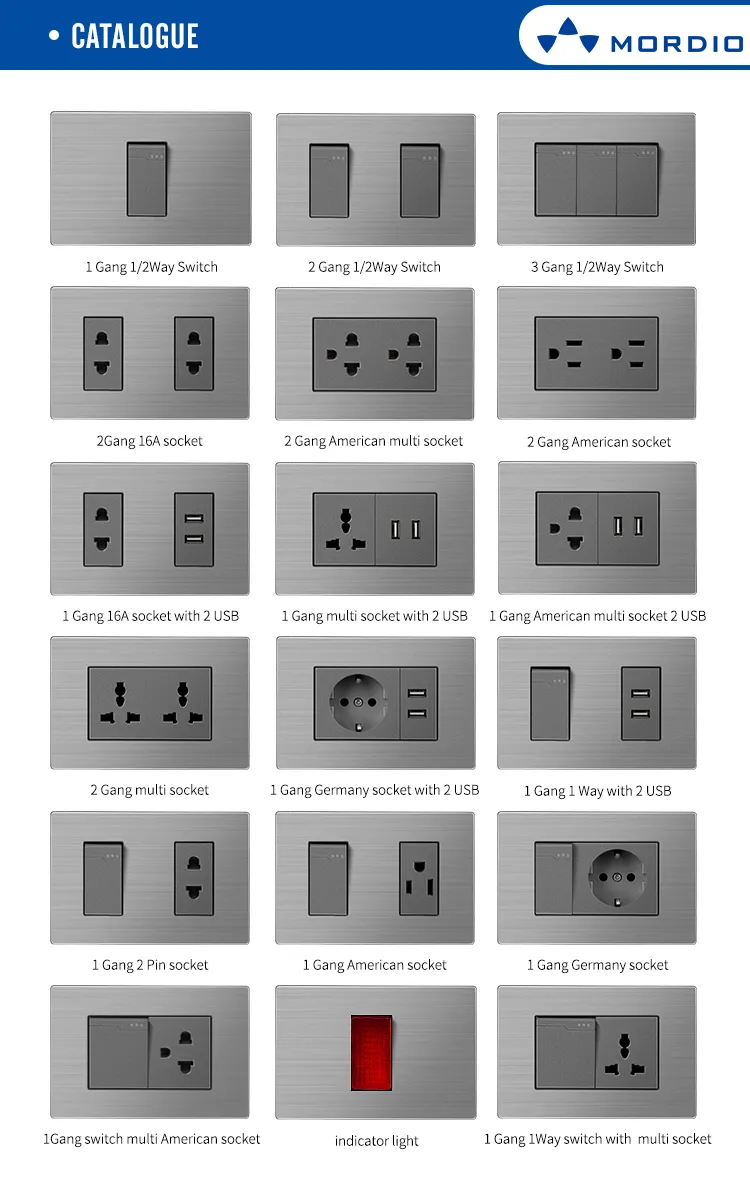 Hot Selling Wholesale Office Hotel Stainless Steel Wall Switch in Ecuador
