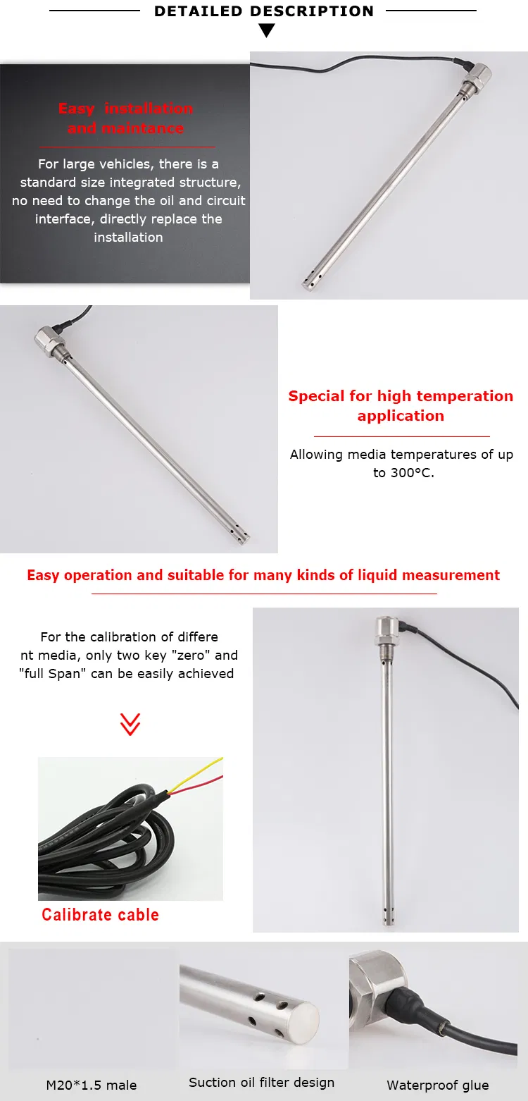 Hpt621 0-5V, 4-20mA, 0-10VDC Diesel / Gasoline / Kerosene / Water Tank Level Sensor