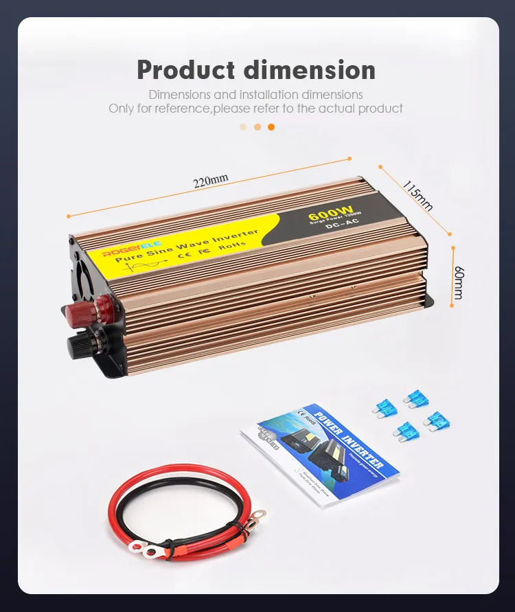 Intelligent 600W Pure Sine Wave 12/24V to 110V/120V/220V DC to AC Power Inverter with Top Quality