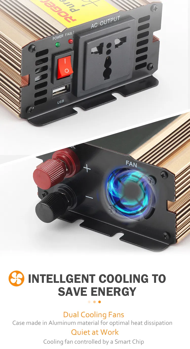 Intelligent 600W Pure Sine Wave 12/24V to 110V/120V/220V DC to AC Power Inverter with Top Quality