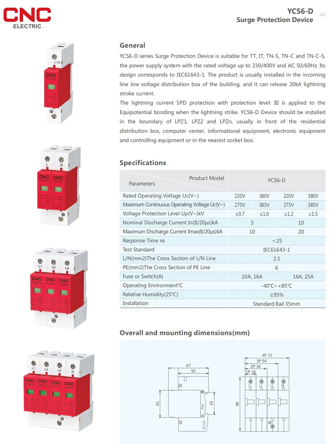 IP20 Gyro Type Power Surge Protector Air Circuit Breaker SPD with High Quality
