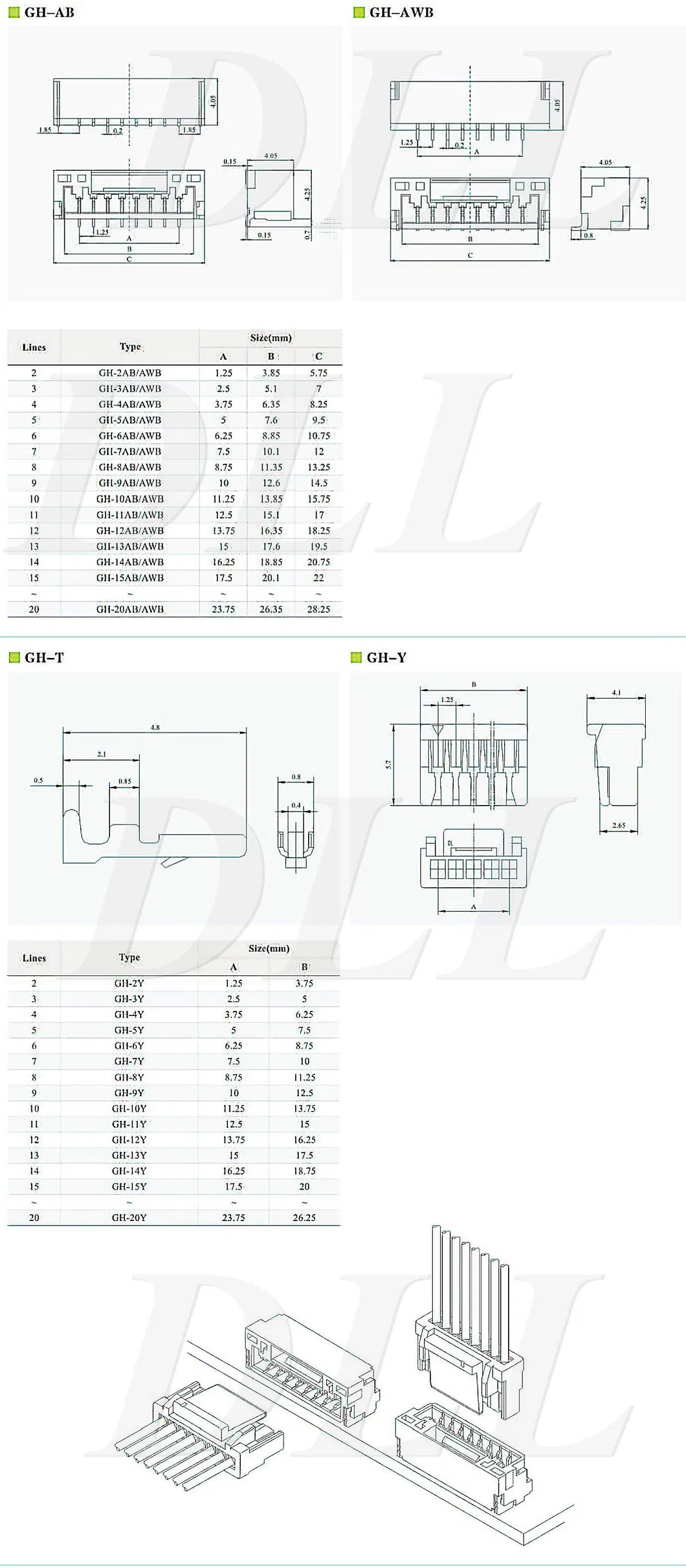 Jst Gh Bm08b-Ghs-Tbt Bm09b-Ghs-Tbt Bm10b-Ghs-Tbt 1.25mm Vertical SMT Connector
