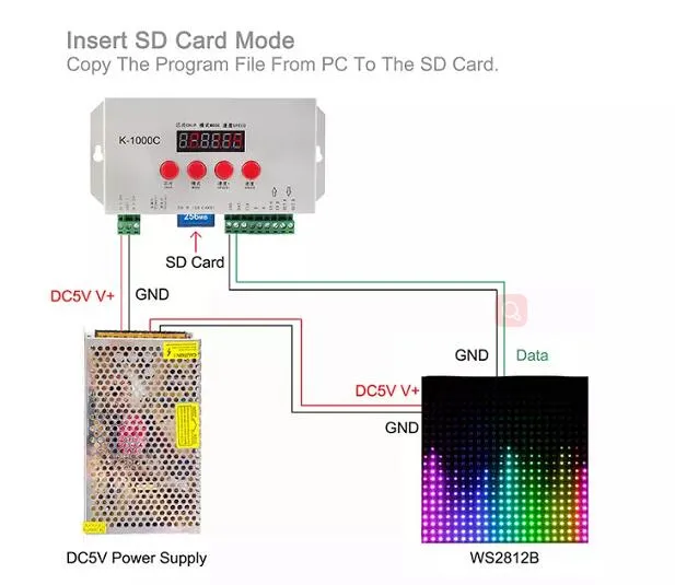 K-1000c Ws2812b Apa102c Sk6812 Ws2811 Ws2801 2048 Pixels Controller Addressable Programmable