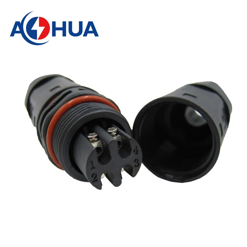 M20 4pin Power Cable IP67 L Type Waterproof Connector Screw Type