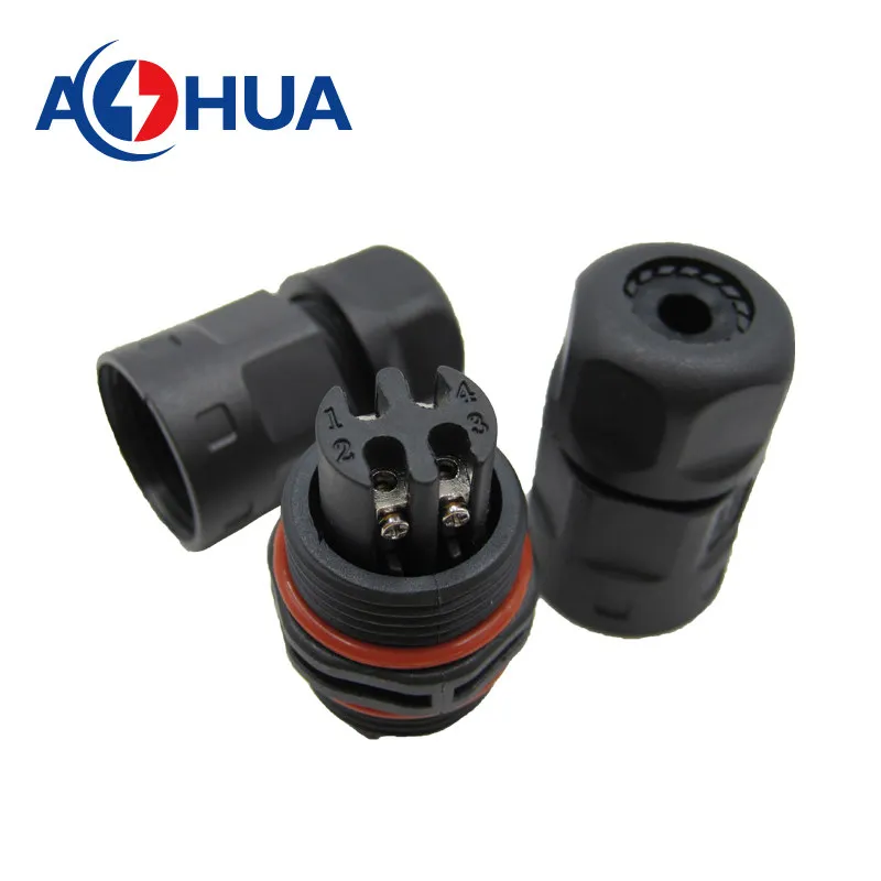 M20 4pin Power Cable IP67 L Type Waterproof Connector Screw Type