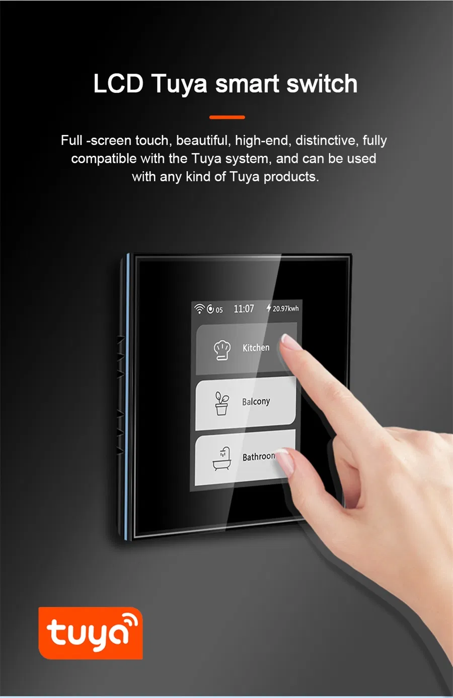 Never off Line Lanbon Touch Screen Smart Switch Compatible Google Amazon Home Kit Tuya