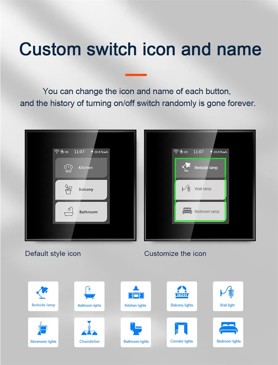 Never off Line Lanbon Touch Screen Smart Switch Compatible Google Amazon Home Kit Tuya