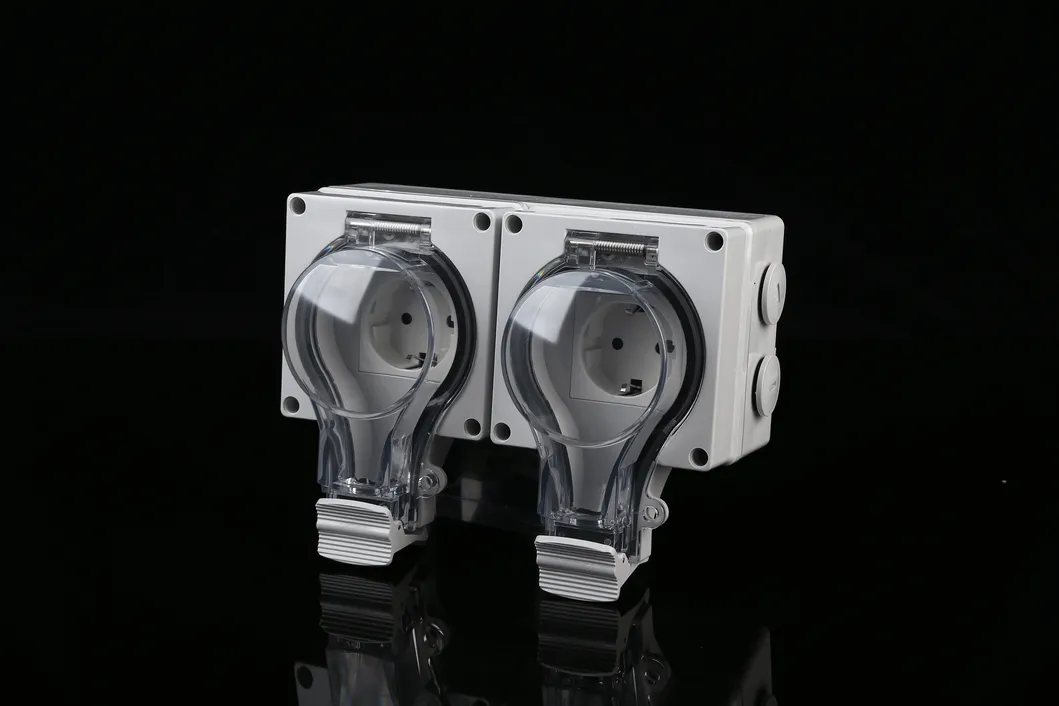 New Arrival IP66 Weatherproof Wall Socket with 2gang EU Socket
