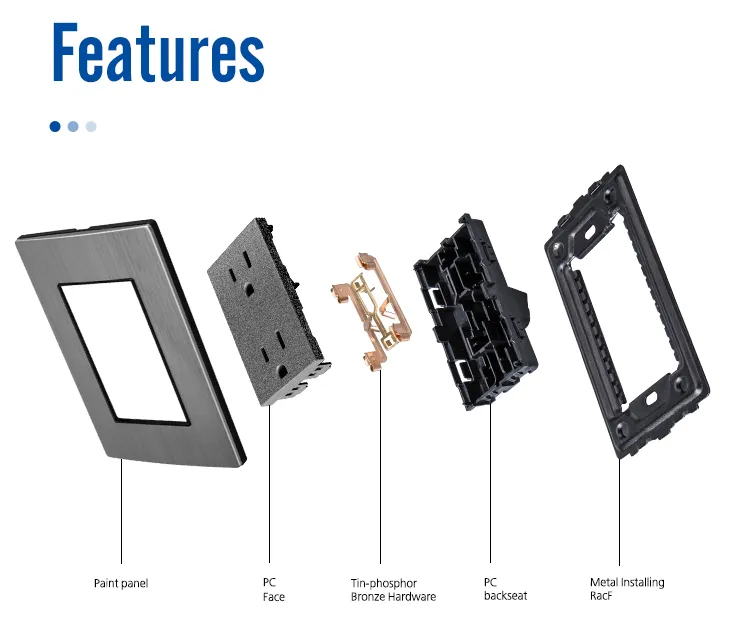 New fashion 16A New Design Stainless Steel Electrical Wall Sockets and Switches