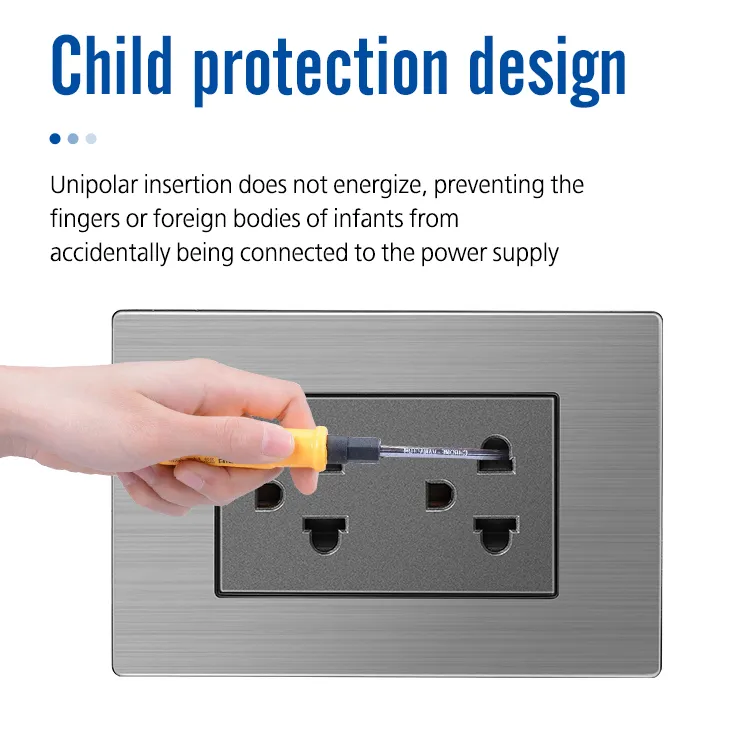 New fashion 16A New Design Stainless Steel Electrical Wall Sockets and Switches