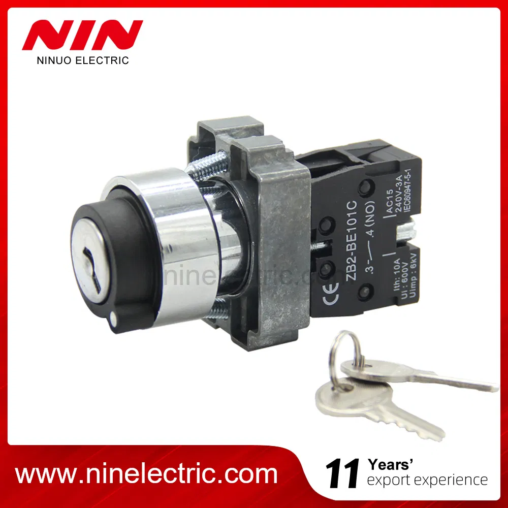 Nin Xb2-Bg61 Best Quality 22mm High Quality Metal 2 Position Push Button Key Stay Put Selector Key Switch for Industry