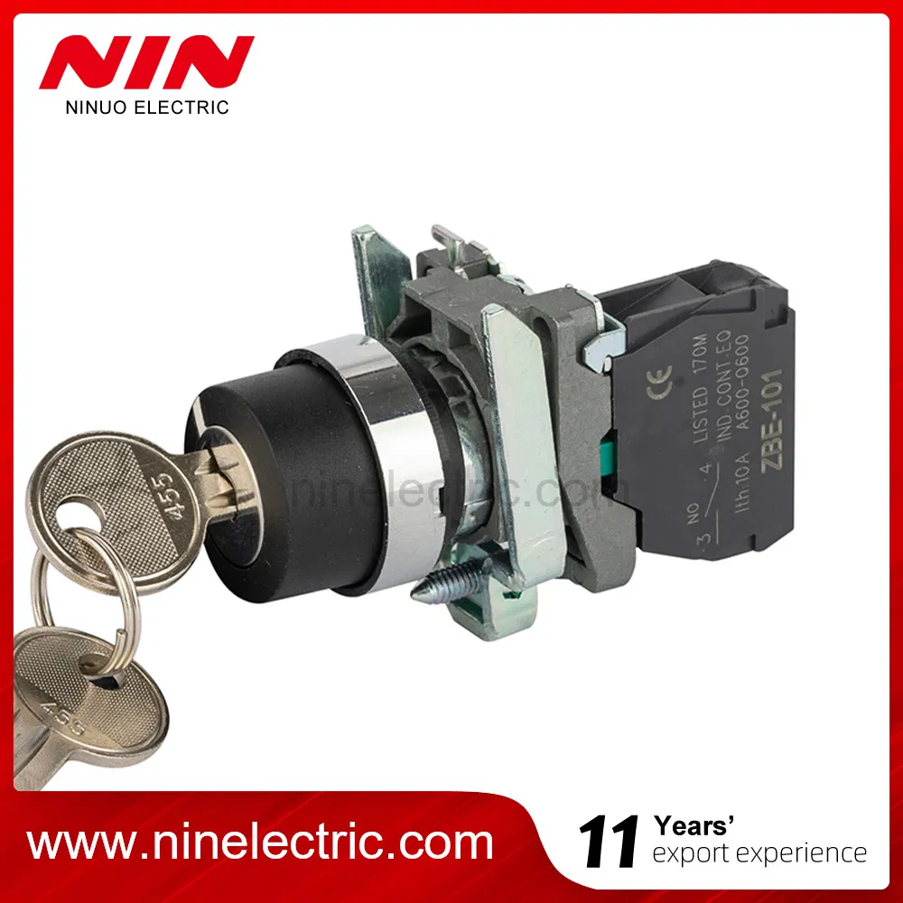 Nin Xb4-Bg65 22mm Metal 2 Position No+Nc Push Button Key Stay Put Selector Key Switch