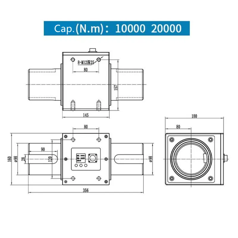 Non-Contact Shaft to Shaft Dynamic Rotary Torque Sensor with LCD Display 30nm 50nm 100nm (BTQ-408RTS2)