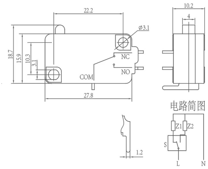 Omron 3pin Spdt 10A 250V Micro Switch for PCB Board