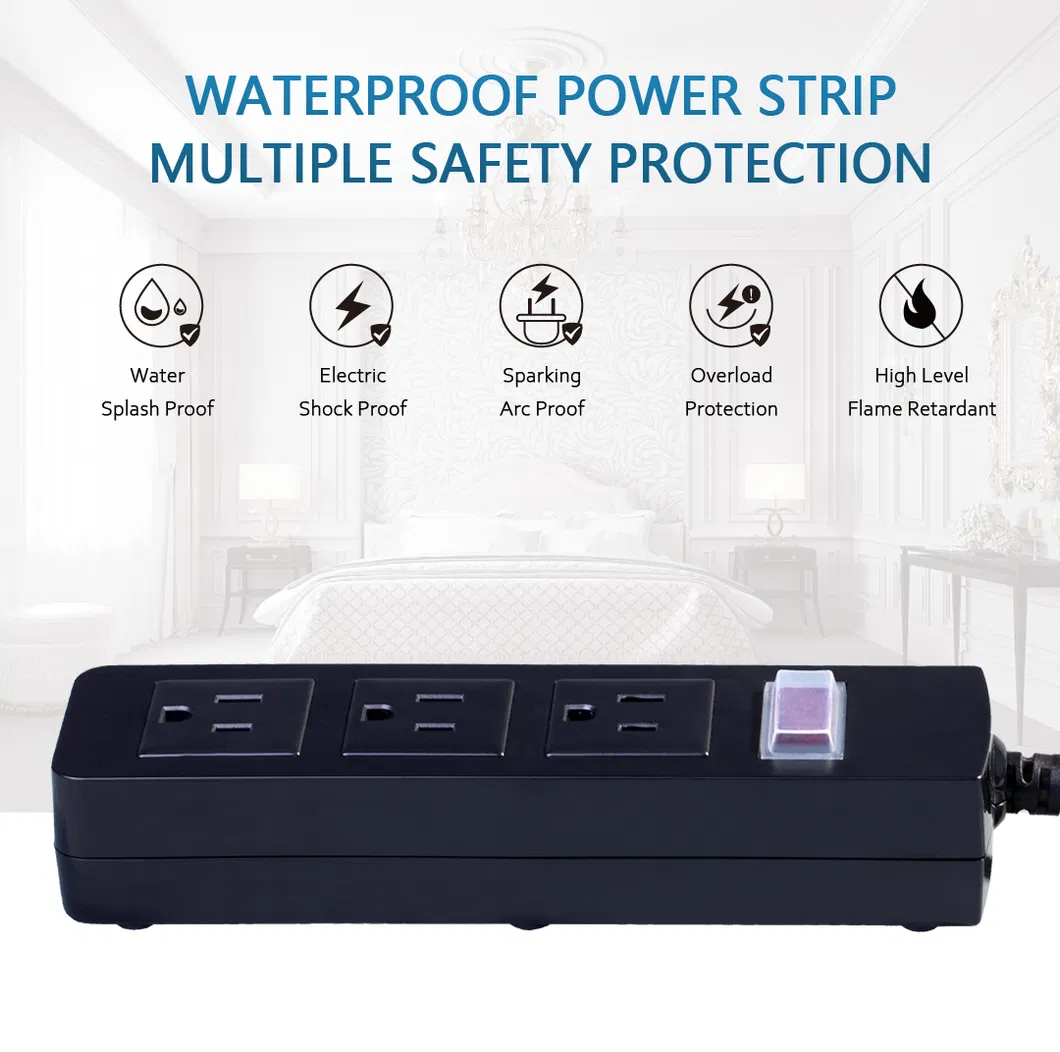 Outdoor 3 Outlets Surge Protector Power Strip American Standard Socket