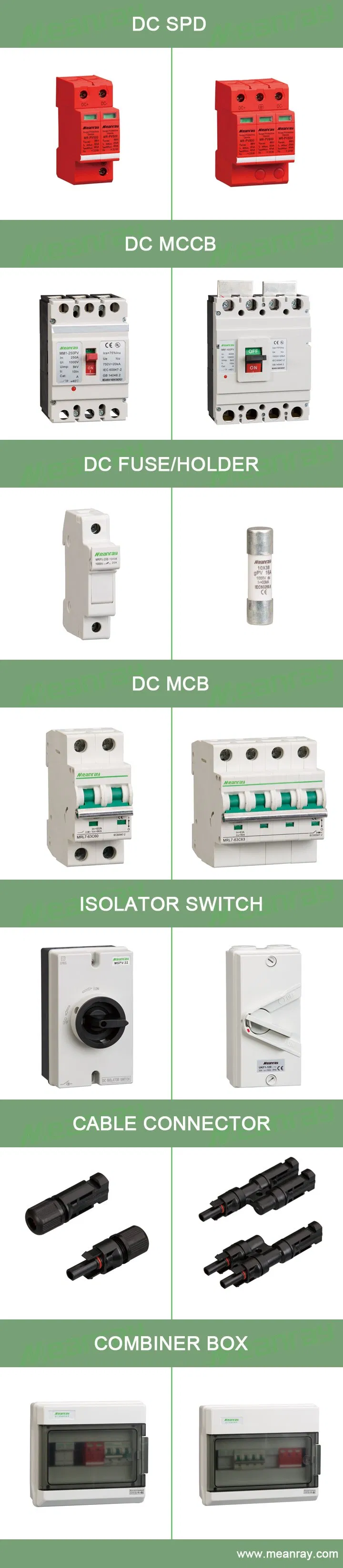 Overload Protector 12V 1000V 3p Circuit Breaker Switch DC MCB for PV Solar System