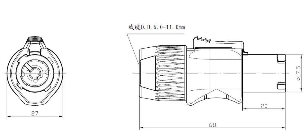 Powercon Connector Spoken Plug Outlet for LED Equipment 3 Pin