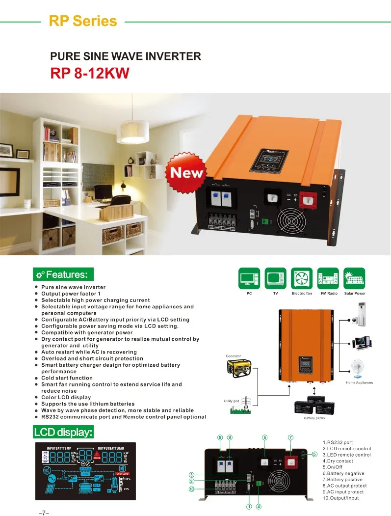 Pure Sine Wave Inverter 48V 24V DC to 230V 220V AC Inverter 3kw 4kw 5kw 6kw 8kw for PC TV Fan Radio and Home Appliances