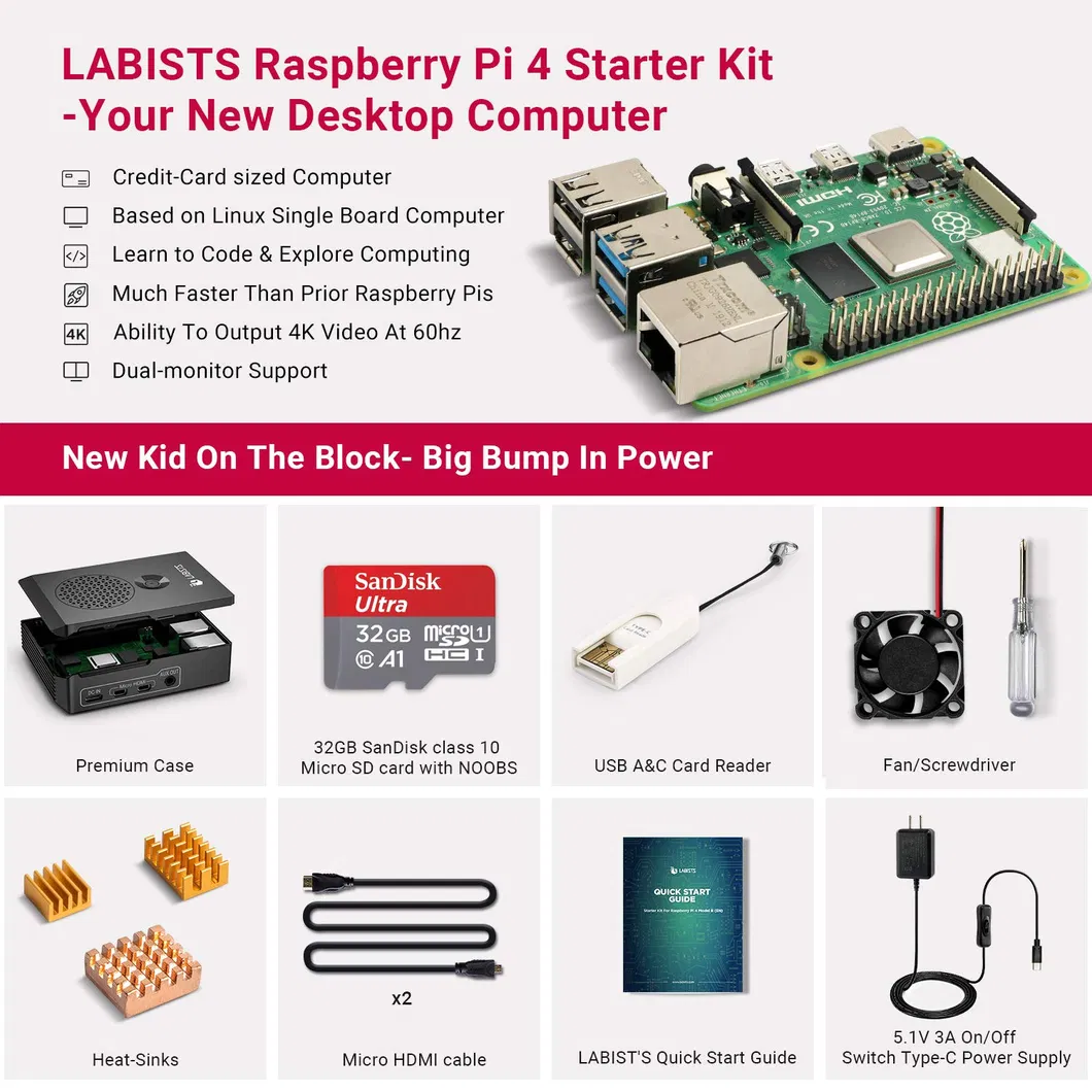 Raspberry Pi 4 Complete Starter Kit Model B Board