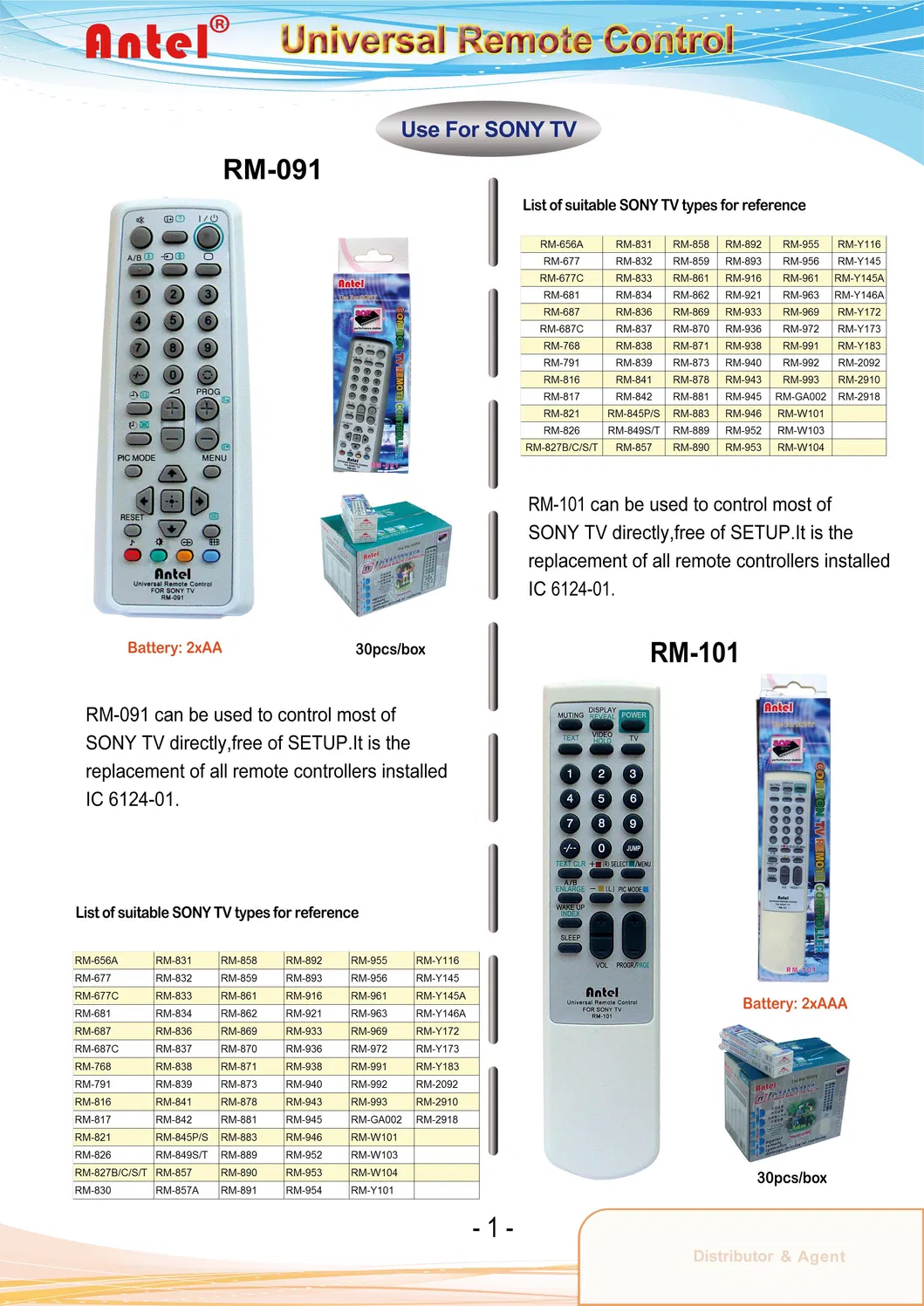 Remote Control for SONY LED/LCD/TV RM-D959 RM-D998 RM-D013 RM-L1090 RM-L1185 RMT-D166P