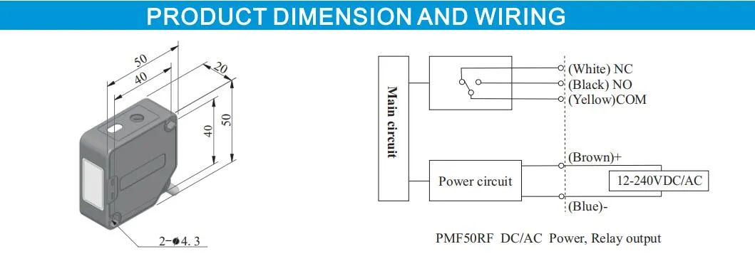 Retro-Reflective Photo Sensor with 7m Distance for Mine Doors