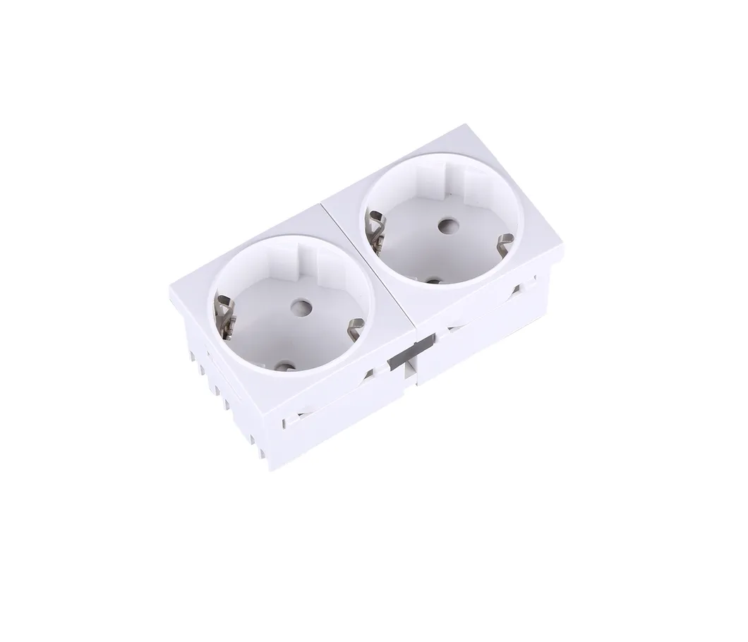 Screwless 45X45mm EU Socket Module Angle Schuko Socket/Electrical Outlet with Connector