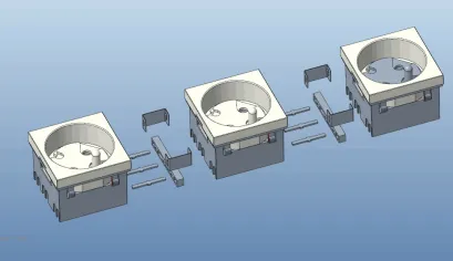 Screwless CE RoHS Germany 45X45mm Angle Schuko Socket/Electrical Outlet with Connector