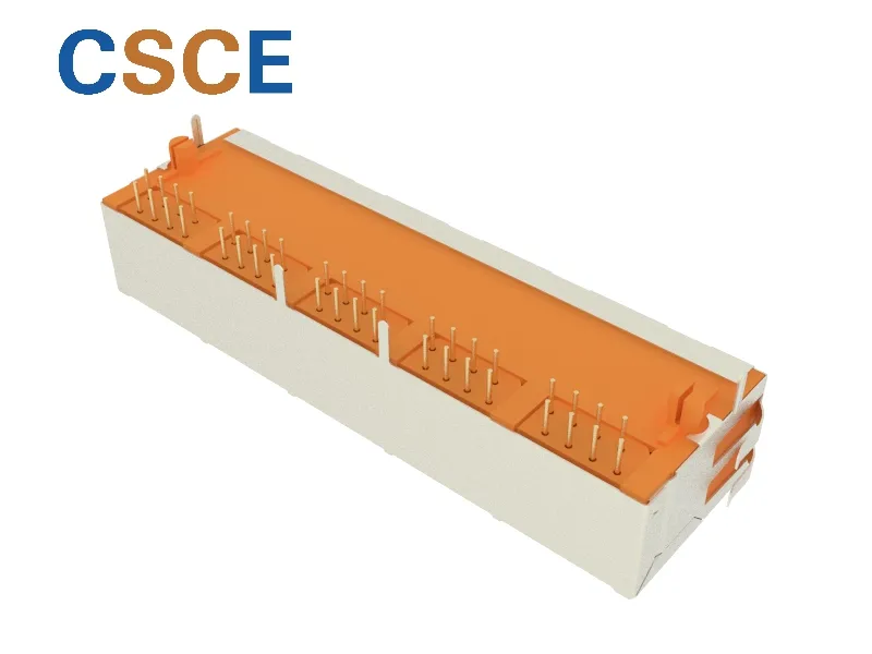Side Entry Tab Down 5 Ports 8p RJ45 Modular PCB Jack with Shield, Multi-Ports 8p RJ45 PCB Connector Socket with Right Angle