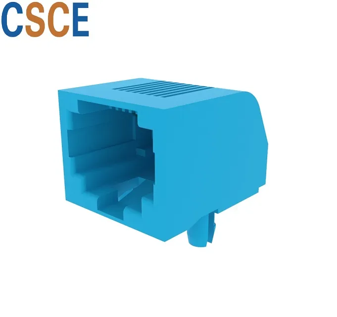 Side Entry Tab Down 8p RJ45 PCB Connector Socket with Stamp Pin, Unshield 8p RJ45 Modular PCB Jack with Right Angle