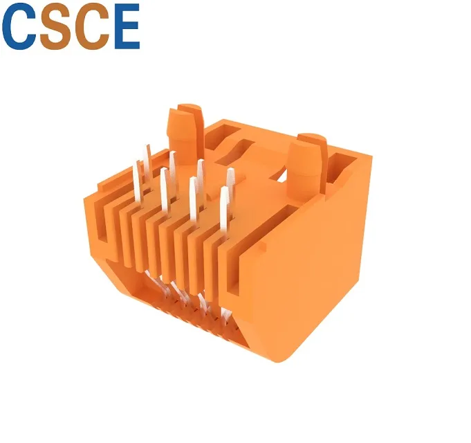 Side Entry Tab Down 8p RJ45 PCB Connector Socket with Stamp Pin, Unshield 8p RJ45 Modular PCB Jack with Right Angle