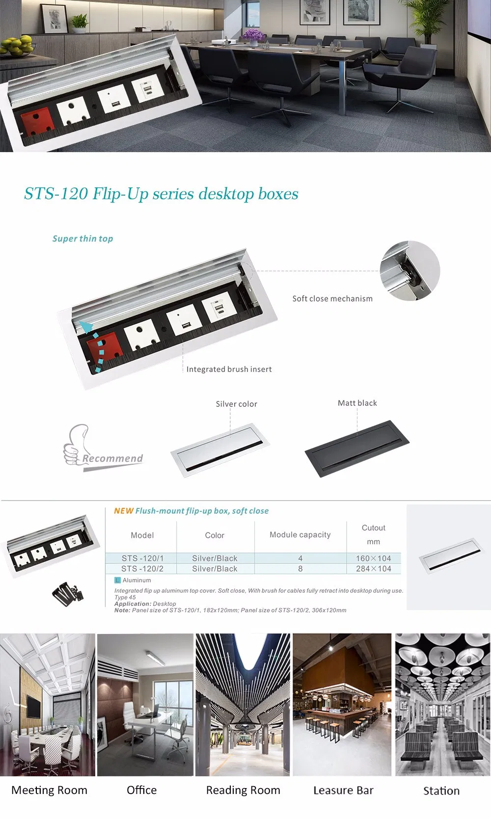 Sinoamigo Flip up Cover Desktop Power Box