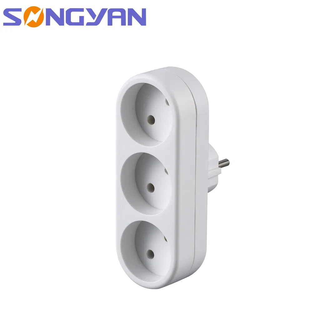 Style 2p with Grounding Songyan Outlet Extension Power Adapter 3 Ways Germany AC Plug in CE RoHS 2 Years PP+Copper Songyan B3-1
