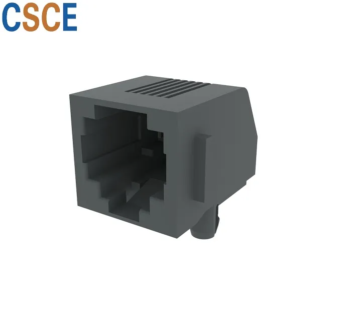 Unshield Tab Down 6p Rj11 Modular PCB Jack Socket with Panel, Side Entry Single Port 6p Rj12 PCB Connector Socket with Stamp Pin