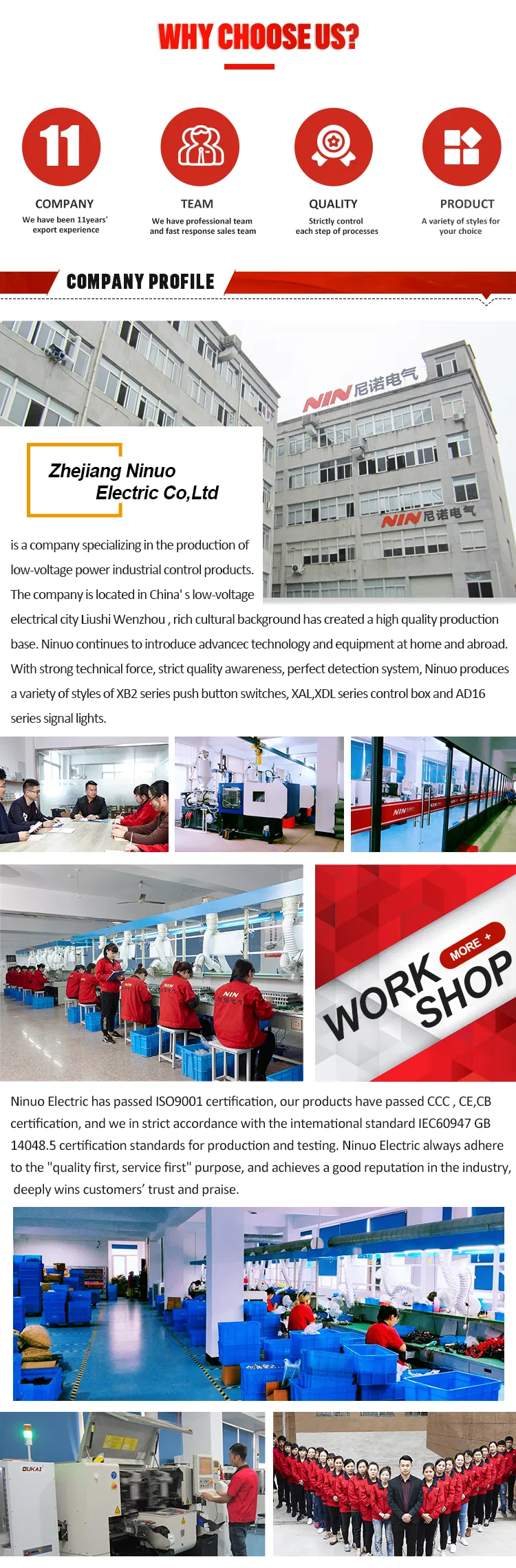 Waterproof Plastic/Metal Flat/Spring/Selector/Mushroom/Emergency Stop Pushbutton/Push Button