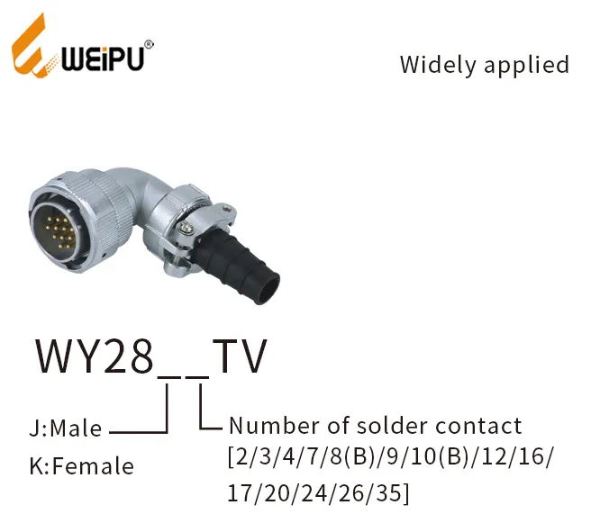 Weipu Wy28-TV Pre Insulated Cable LED Strip Light 2 Pin Coaxial Circular Connector