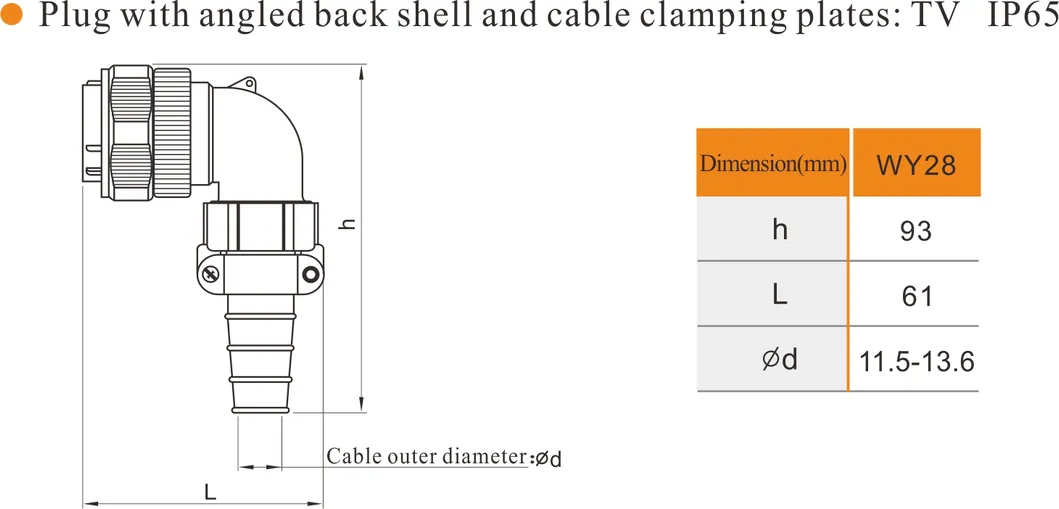 Weipu Wy28-TV Pre Insulated Cable LED Strip Light 2 Pin Coaxial Circular Connector